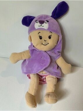 Plush Baby Doll in Purple Puppy Outfit - Soft Cuddle Manhattan Toy Co